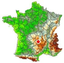 Localisation de la tornade EF0 d'Allanche (Cantal) du 24 juin 2016