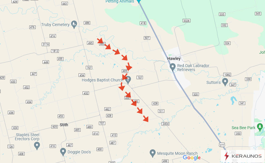 Analyse d'une tornade EF3 survenue dans le Texas le 2 mai