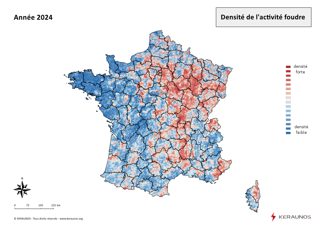  Les orages en France en 2024 : bilan national d'une année modérément orageuse