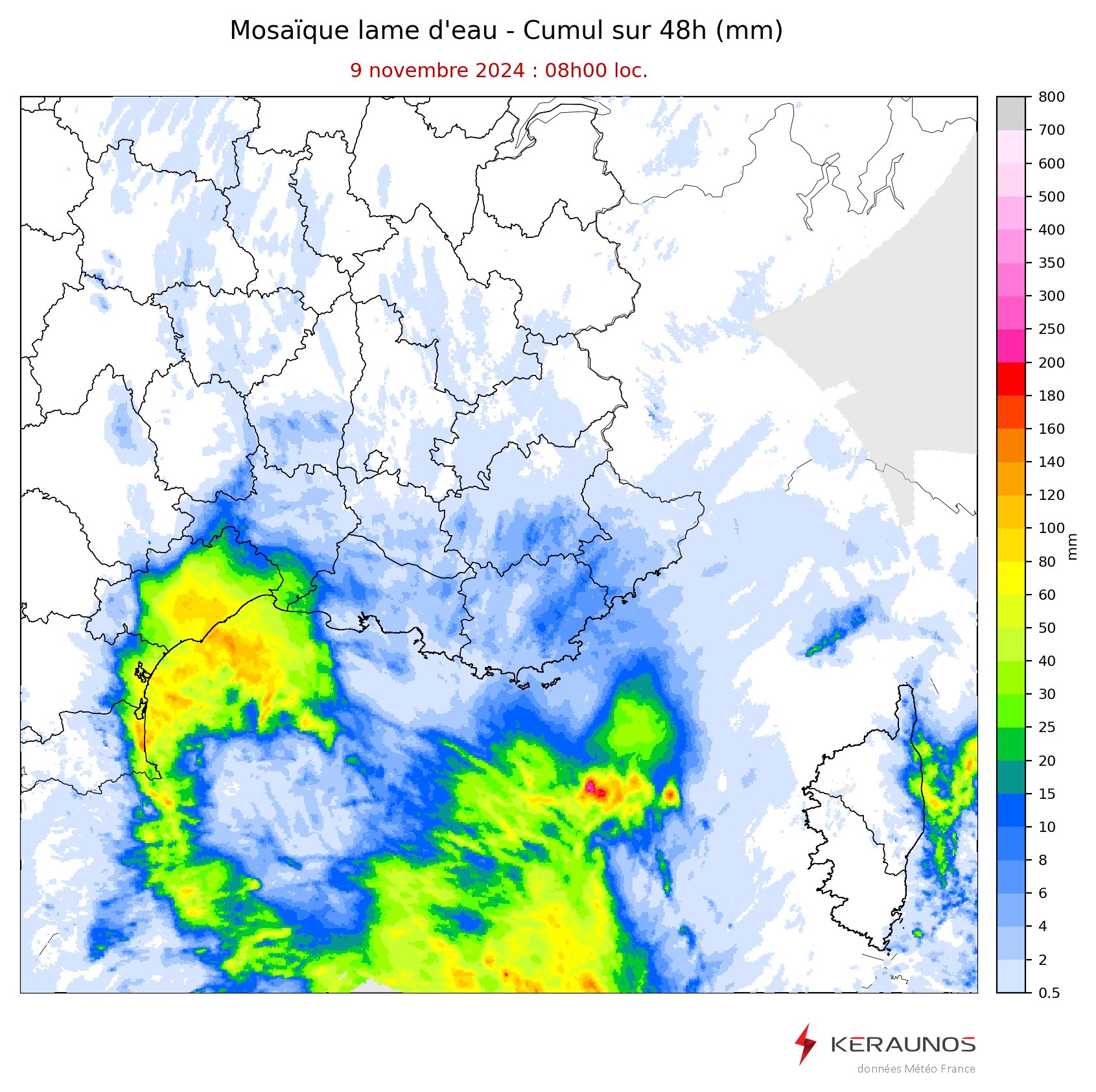 <p>Ces 48 dernières heures ont été bien arrosées entre le littoral du Roussillon, de l'Aude et le centre de l'Hérault. Les lames d'eau ont localement dépassé les 100 mm.</p>