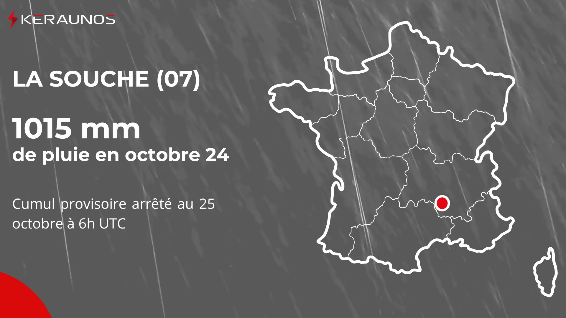 <p>Les cumuls de pluie de ce mois d'octobre deviennent considérables en Cévennes ardéchoises notamment où trois épisodes cévenols se sont produits, dont un exceptionnel. Plus de 1000 mm sont d'ores et déjà relevés sur le mois, comme à la Souche. D'autres stations devraient dépasser ce seuil d'ici la fin du week-end.</p>