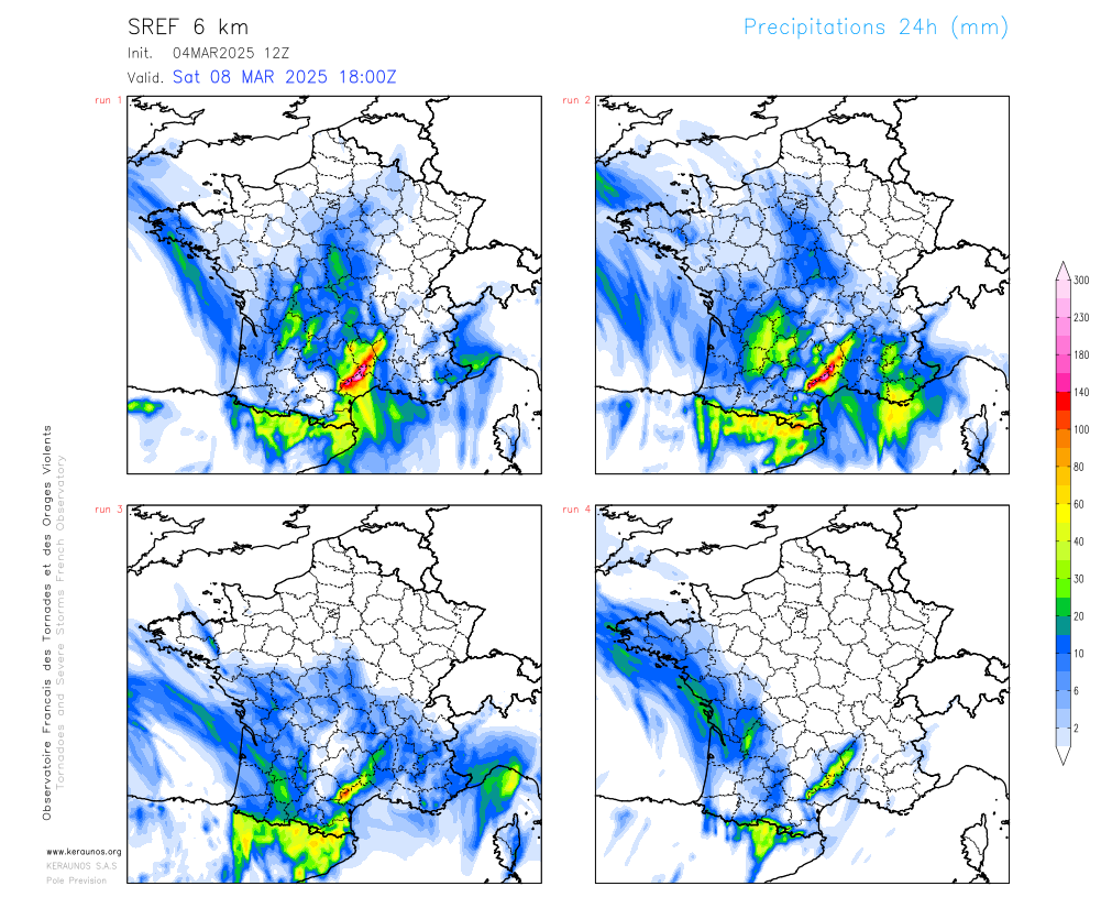 <p>La fin de semaine à venir s'annonce bien plus maussade, notamment dans le sud avec un probable épisode cévenol, qui pourrait être significatif pour un mois de mars. L'ensembliste WRF envisage des pluies marquées sur l'axe des Cévennes pour la journée de samedi.</p>