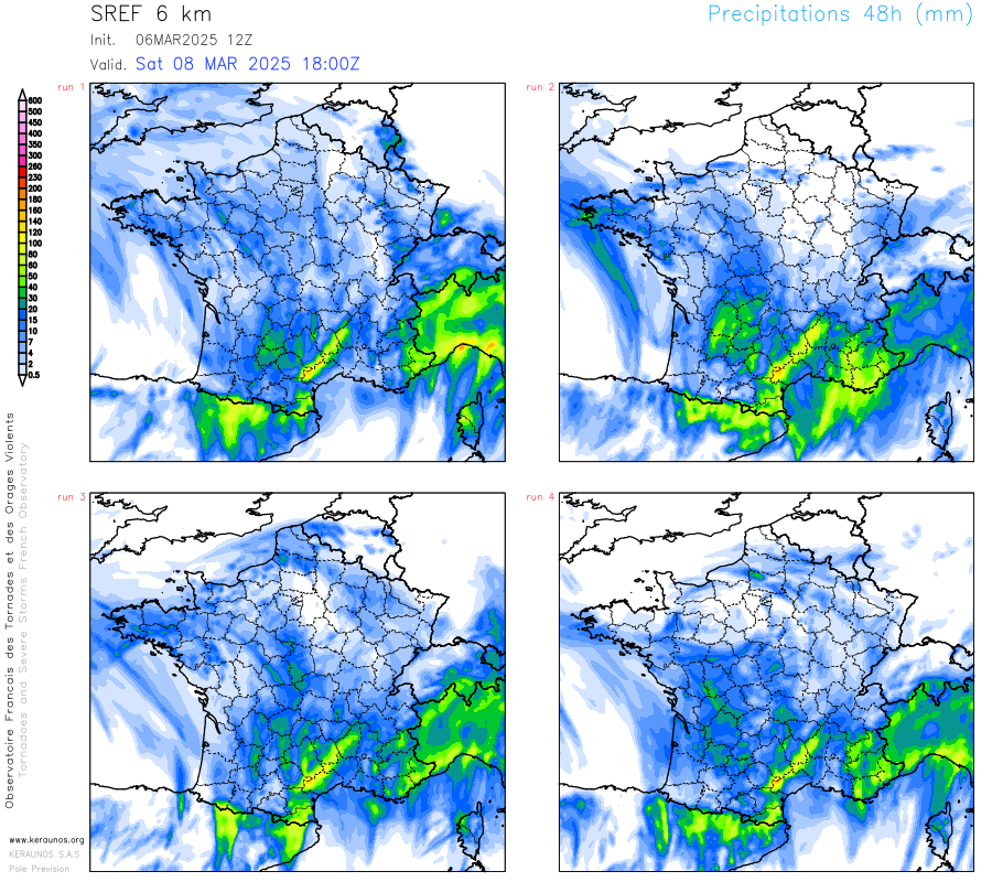 <p>Une goutte froide située sur le Portugal va occasionner des remontées pluvieuses sur le sud-est durant ces prochains jours, dans une situation de blocage anticyclonique islandais. Des cumuls proches de 150 mm sont prévus en Cévennes durant le week-end. Le vent de sud-est pourrait souffler violemment dimanche sur le sud-est du Massif-Central.</p>