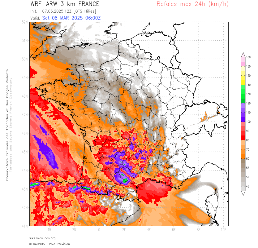 <p>Demain samedi, le flux de sud-est va s'accélérer. Le vent d'Autan pourrait atteindre 100 km/h dans son domaine, voire 130 km/h sur le sud du Tarn et la Montagne Noire en deuxième partie de journée et nuit suivante.</p>