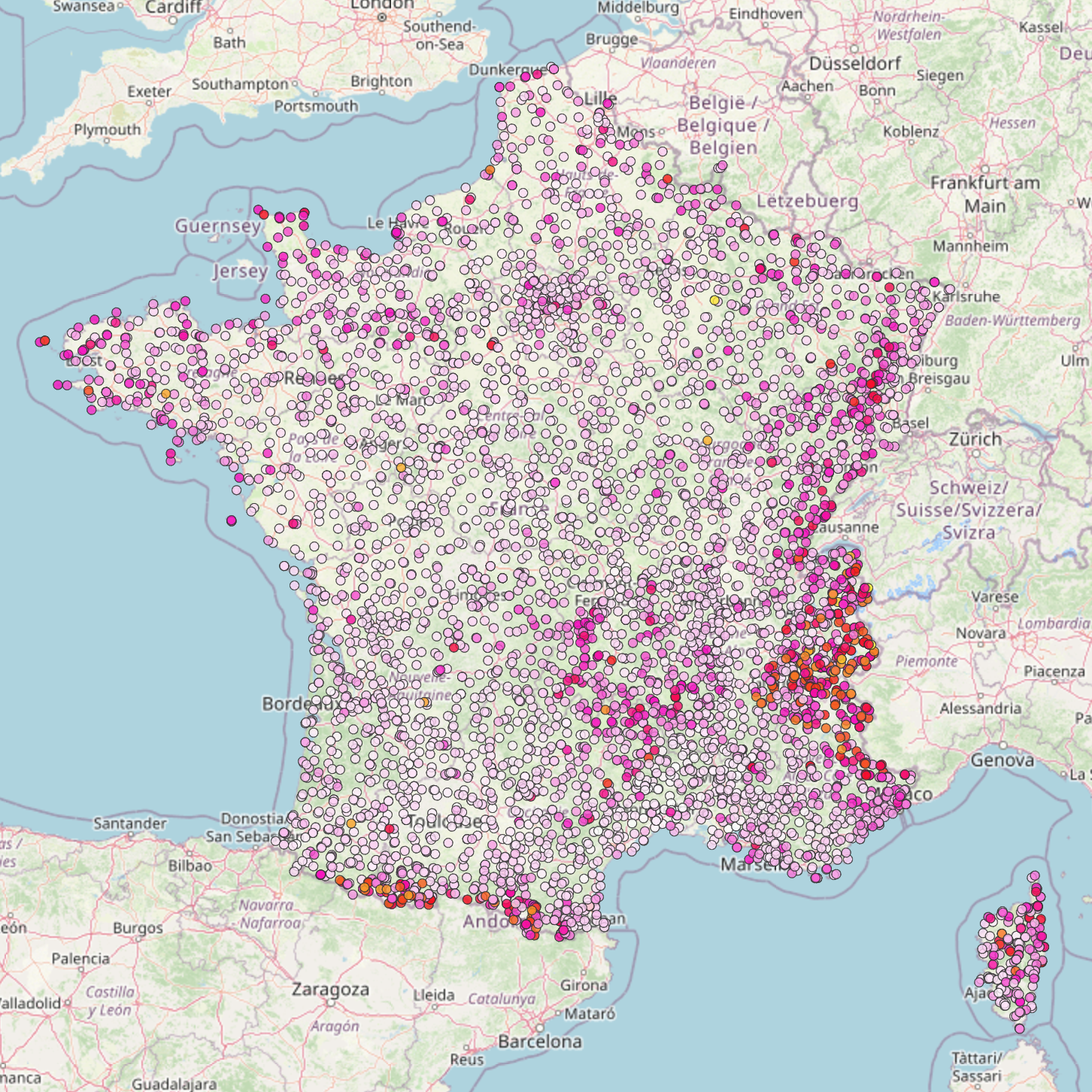 Carte de synthèse du climat Français