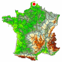 Localisation de la microrafale d'Arques (Pas-de-Calais) du 8 février 2016