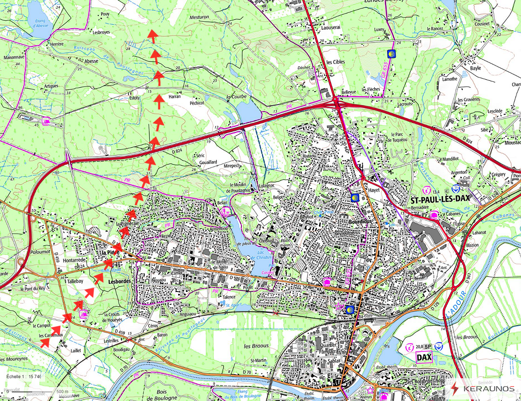 Tornade EF0 à Saint-Paul-lès-Dax (Landes) le 27 avril 2024