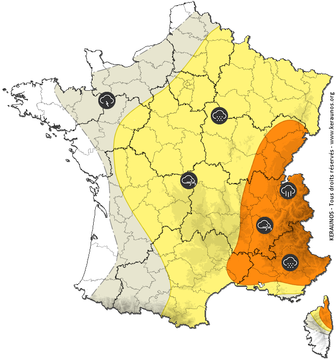 Carte de prévision des orages