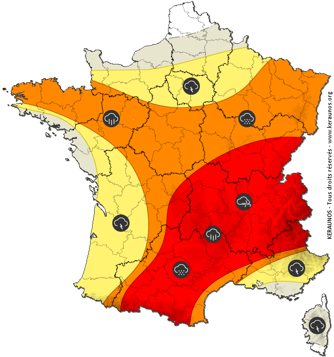 Carte de prévision des orages