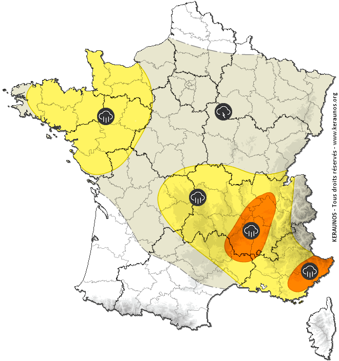 Carte de prévision des orages