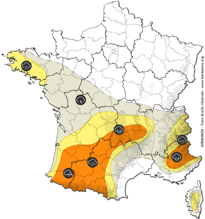 Carte de prévision des orages