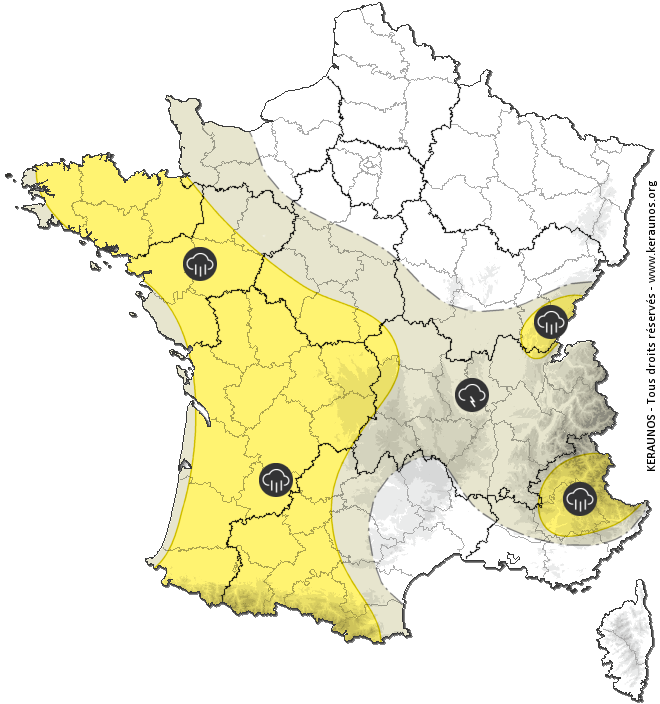 Carte de prévision des orages