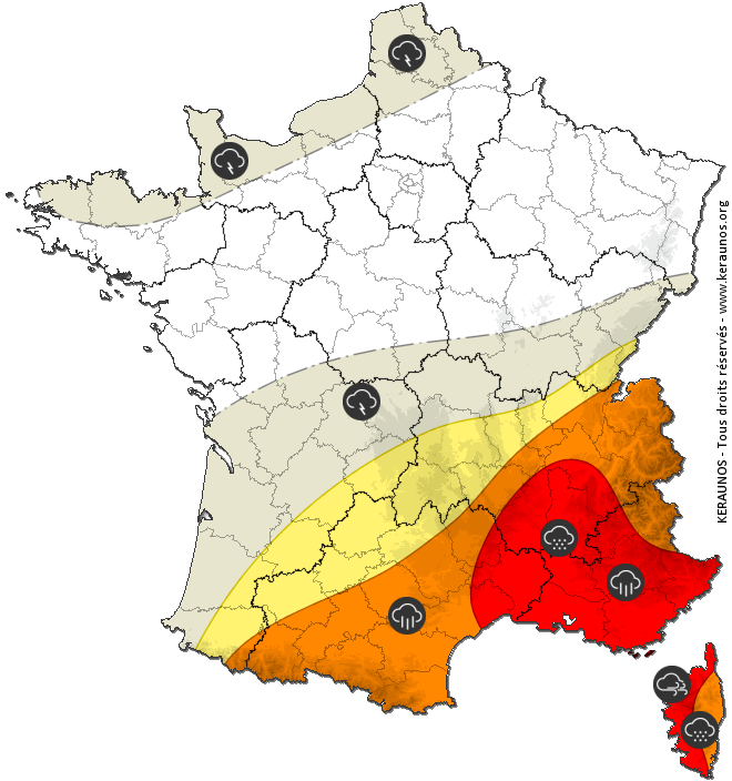 Carte de prévision des orages