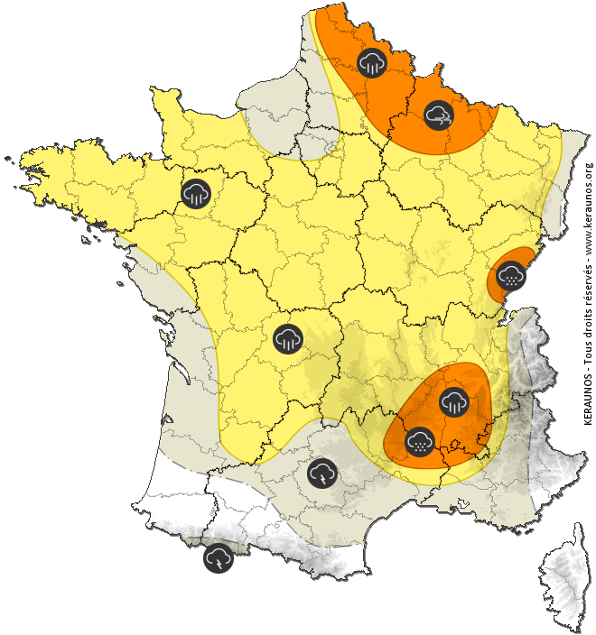 Carte de prévision des orages