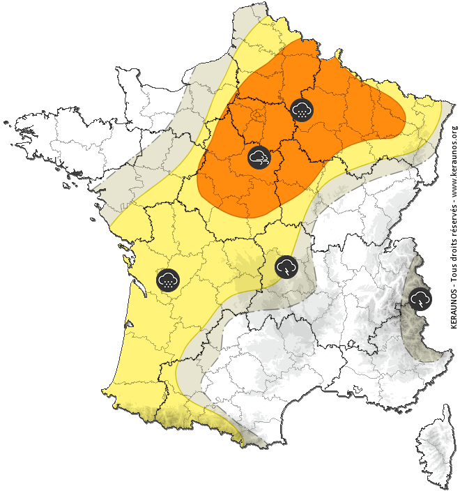 Carte de prévision des orages