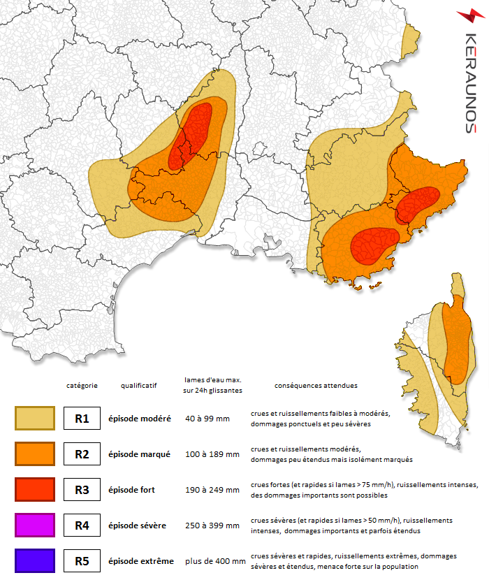 Carte des caractéristiques de l'épisode méditerranéen